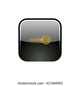 Flat paper cut style icon of an old key. Vector illustration