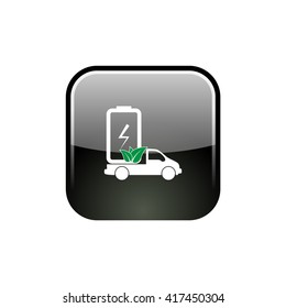 Flat paper cut style icon of eco vehicle. Delivery car symbol vector illustration