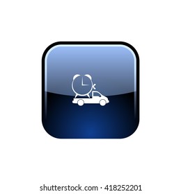 Flat paper cut style icon of vehicle. Delivery car symbol vector illustration