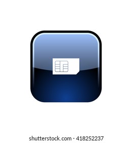Flat paper cut style icon of a sim card. Vector illustration