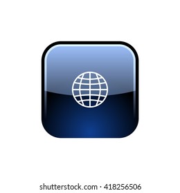 Flat paper cut style icon of globe. Vector illustration