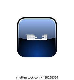 Flat paper cut style icon of brickwork fragment. Vector illustration