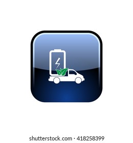 Flat paper cut style icon of eco vehicle. Delivery car symbol vector illustration