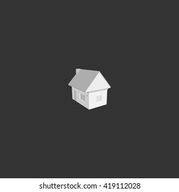 Flat paper cut style icon of house model vector illustration