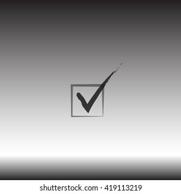 Flat paper cut style icon of check box. Vector illustration
