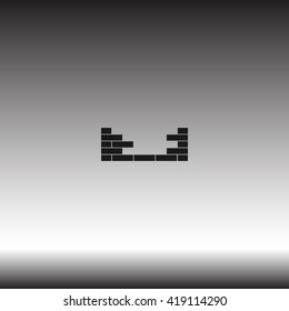 Flat paper cut style icon of brickwork fragment. Vector illustration