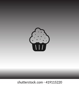 Flat paper cut style icon of cake. Vector illustration