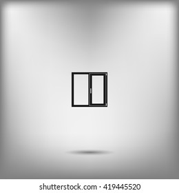 Flat paper cut style icon of modern window. Vector illustration