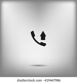 Flat paper cut style icon of out-coming call. Vector illustration