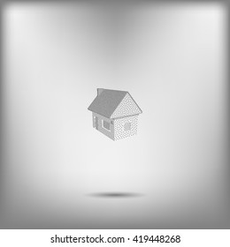Flat paper cut style icon of house model vector illustration