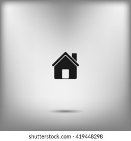 Flat paper cut style icon of house. Vector illustration