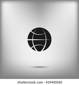 Flat paper cut style icon of globe. Vector illustration