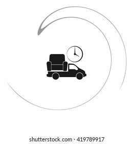 Flat paper cut style icon of vehicle. Delivery car symbol vector illustration