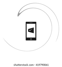Flat paper cut style icon of Short Message. Vector illustration
