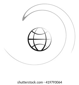 Flat paper cut style icon of globe. Vector illustration