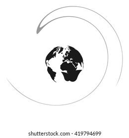 Flat paper cut style icon of eco planet. Vector illustration