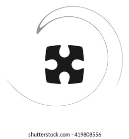 Flat paper cut style icon of puzzle part