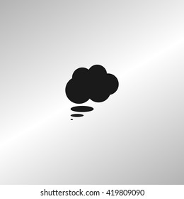 Flat paper cut style icon of thought cloud. Vector illustration