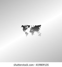 Flat paper cut style icon of World Map. Vector illustration
