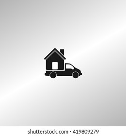 Flat paper cut style icon of vehicle. Delivery car symbol vector illustration