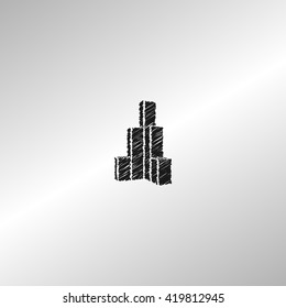 Flat paper cut style icon of sketchy building vector illustration