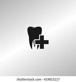 Flat paper cut style icon of tooth. Dentistry symbol icon vector illustration