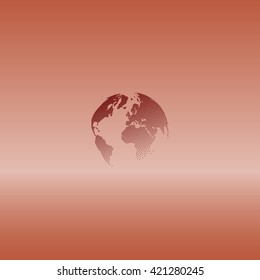 Flat paper cut style icon of globe. Vector illustration
