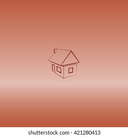 Flat paper cut style icon of house model vector illustration