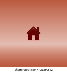 Flat paper cut style icon of house. Vector illustration