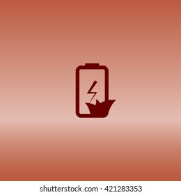 Flat paper cut style icon of eco friendly battery. Vector illustration