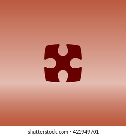 Flat paper cut style icon of puzzle part