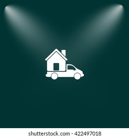 Flat paper cut style icon of vehicle. Delivery car symbol vector illustration
