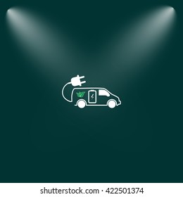 Flat paper cut style icon of an eco car. Vector illustration