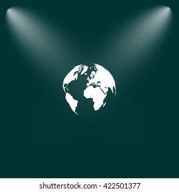Flat paper cut style icon of globe. Vector illustration
