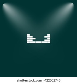 Flat paper cut style icon of brickwork fragment. Vector illustration