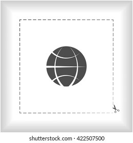 Flat paper cut style icon of globe. Vector illustration