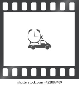 Flat paper cut style icon of vehicle. Delivery car symbol vector illustration