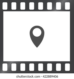 Flat paper cut style icon of map pointer vector illustration