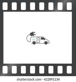 Flat paper cut style icon of an eco car. Vector illustration