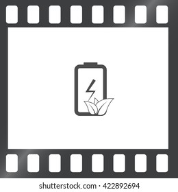 Flat paper cut style icon of eco friendly battery. Vector illustration