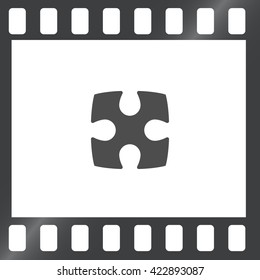 Flat paper cut style icon of puzzle part