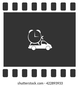 Flat paper cut style icon of vehicle. Delivery car symbol vector illustration