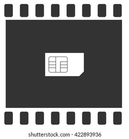 Flat paper cut style icon of a sim card. Vector illustration