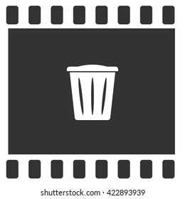Flat paper cut style icon of trash can. Vector illustration