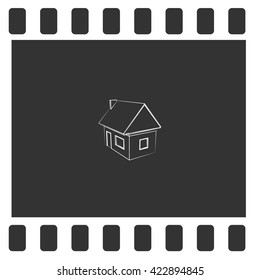Flat paper cut style icon of house model vector illustration