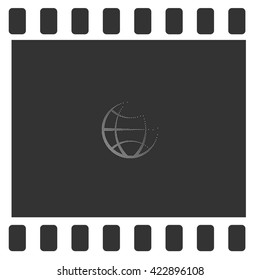 Flat paper cut style icon of globe. Vector illustration