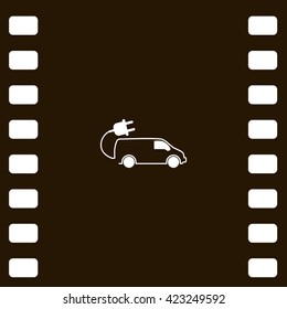 Flat paper cut style icon of an eco car. Vector illustration