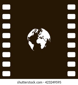 Flat paper cut style icon of globe. Vector illustration