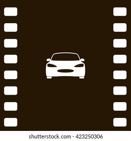 Flat paper cut style icon of a car. Vector illustration
