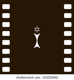 Flat paper cut style icon of trophy and award. Vector illustration